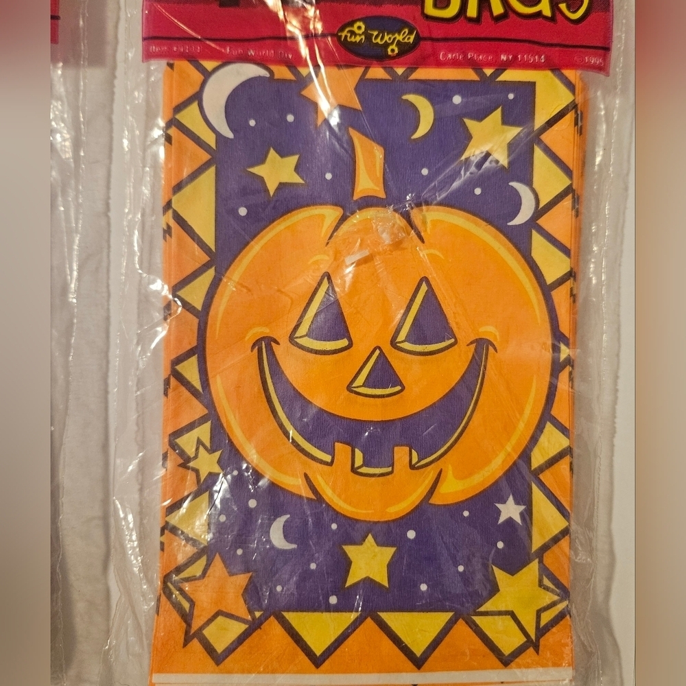 Vintage Halloween 1995 Trick Or Treat Goodie Bags Lot 2 Sets Of 40 Cat Pumpkin - Picture 4 of 11